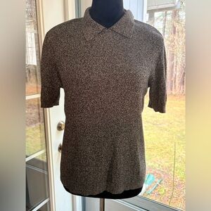GAP Women’s Short-Sleeve Polo in Black and Gray Heather